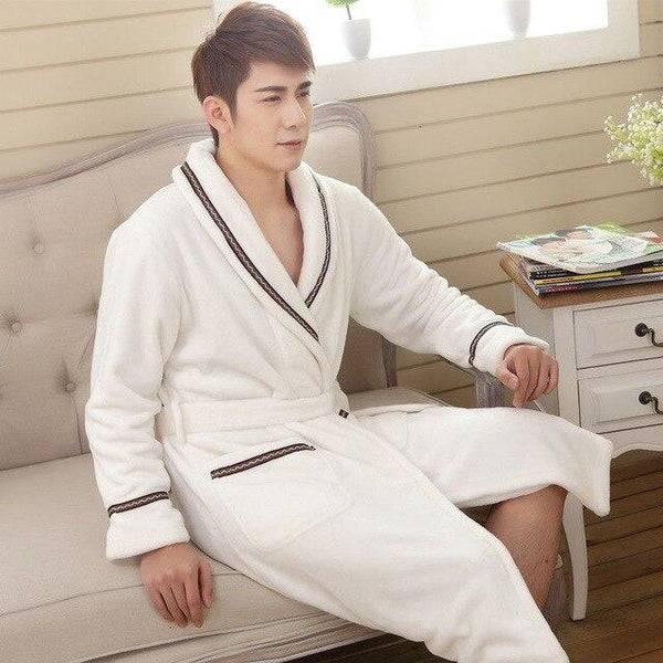 Men Flannel Pajamas Unisex 2017 New Bathrobes Couple Bath Robe Cotton High Quality Luxury Winter Thick Flannel Robes 062603