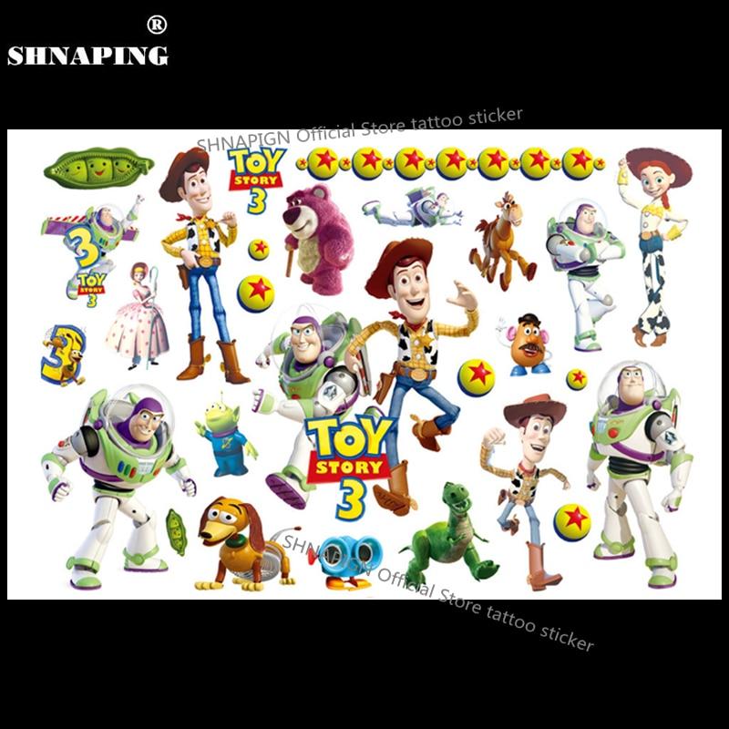SHNAPIGN Toy Story Woody Buzz Child Temporary Tattoo Body Art Flash Tattoo Stickers 17*10cm Waterproof Henna Styling Sticker