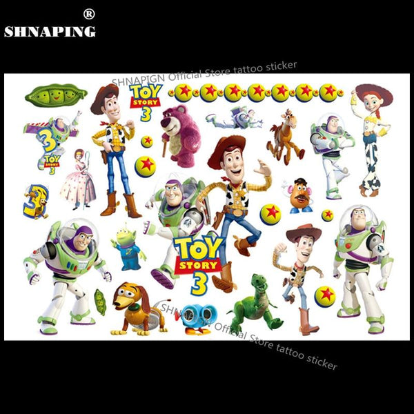 SHNAPIGN Toy Story Woody Buzz Child Temporary Tattoo Body Art Flash Tattoo Stickers 17*10cm Waterproof Henna Styling Sticker