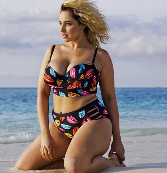 Plus Size Bikini Women Push Up Padded Hight Waist Bikini Set Swimwear Swimsuit Bathing Suit Beachwear Large Size Swimwear XL-5XL