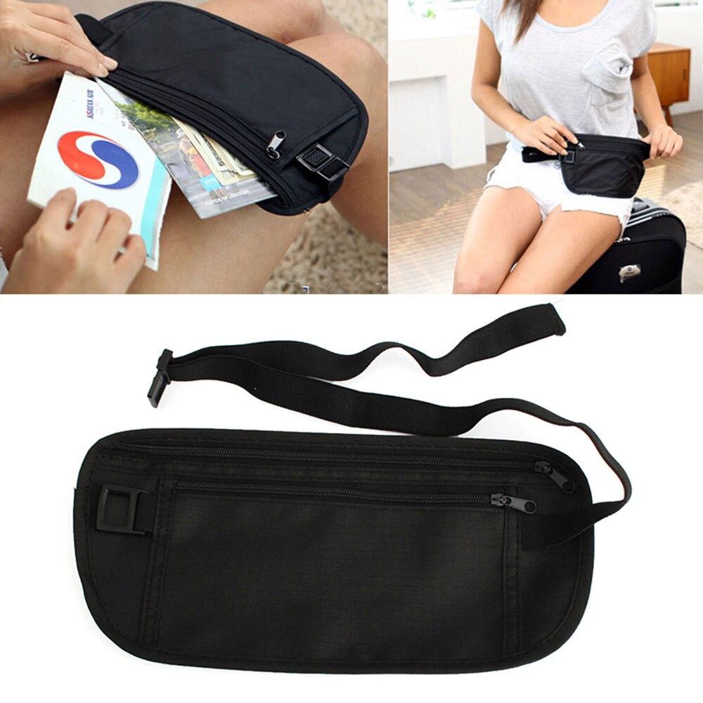 Unisex Black Travel Bum Bag Handy Hiking Sport Fanny Pack Waist Belt Zip Pouch Fitness Equipment Accessories