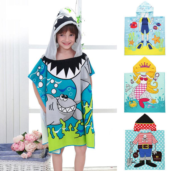 Size 90*60CM Children Cartoon Baby Hooded Bath Towel Bathrobe Cotton Terry Infant Kids Bathing Wrap Toddler Kids Gifts BCS0004