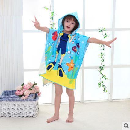 Size 90*60CM Children Cartoon Baby Hooded Bath Towel Bathrobe Cotton Terry Infant Kids Bathing Wrap Toddler Kids Gifts BCS0004