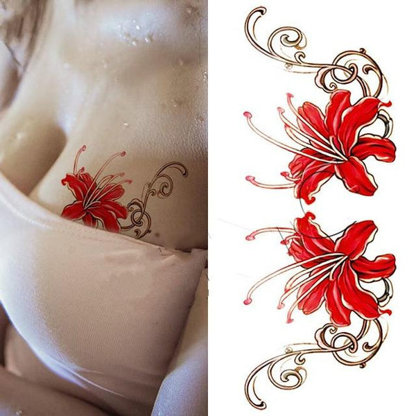 2017 Waterproof temporary tattoos stickers sexy romantic dark rose flowers henna fake body art flash tattoo sleeve