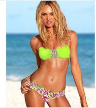 PARAKINI 2018 NEW Crystal Rhinestone Bikinis Set Women Push Up Diamond Swimwear Halter Top Bra Swimsuits Beach Wear Bathing Suit