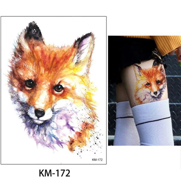 New Arrival 1 Sheet Temporary Tattoo Sticker KM-056 Flower Arm Body Art Waterproof Tattoo Beauty Fox Women Coquette Decal Design