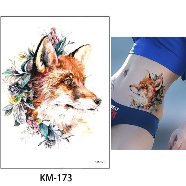 New Arrival 1 Sheet Temporary Tattoo Sticker KM-056 Flower Arm Body Art Waterproof Tattoo Beauty Fox Women Coquette Decal Design