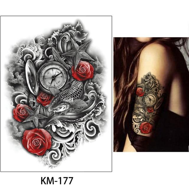 New Arrival 1 Sheet Temporary Tattoo Sticker KM-056 Flower Arm Body Art Waterproof Tattoo Beauty Fox Women Coquette Decal Design