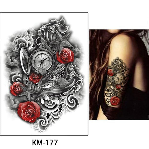 New Arrival 1 Sheet Temporary Tattoo Sticker KM-056 Flower Arm Body Art Waterproof Tattoo Beauty Fox Women Coquette Decal Design