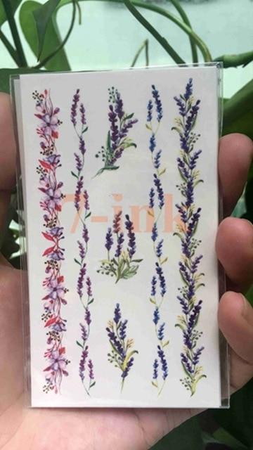 25 design Waterproof Temporary Tattoo sticker cute sexy lavender flowers Leaves tatoo Water Transfer fake tattoo for kid Adult