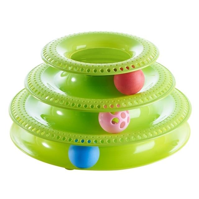 Pets Interactive Toys Cats Three-tier Turntable Pet Intellectual Track Tower Funny Cat Toy Plate 4 Balls 3 Balls