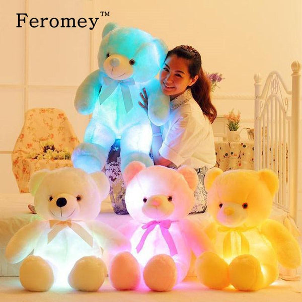 32/50cm Big Colorful Glowing Teddy Bear Luminous Plush Toys Kawaii Light Up Led Teddy Bear Stuffed Toys Doll Kids Christmas Gift