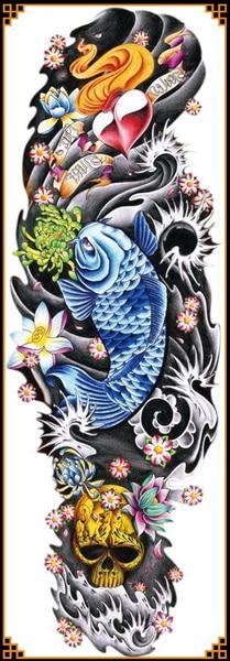 Full Arm Temporary tattoo waterproof cool grey black dragon mechanical fake tattoos 3D large size 48*17cm big tatto for men 2018