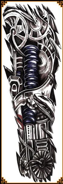 Full Arm Temporary tattoo waterproof cool grey black dragon mechanical fake tattoos 3D large size 48*17cm big tatto for men 2018