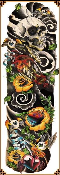 Full Arm Temporary tattoo waterproof cool grey black dragon mechanical fake tattoos 3D large size 48*17cm big tatto for men 2018