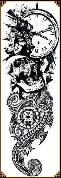 Full Arm Temporary tattoo waterproof cool grey black dragon mechanical fake tattoos 3D large size 48*17cm big tatto for men 2018