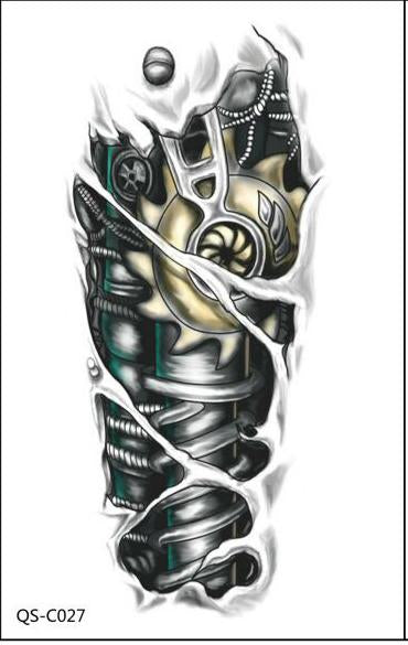 Temporary tattoos 3D black Robot mechanical arm fake transfer tattoo stickers hot sexy cool men spray waterproof designs C058