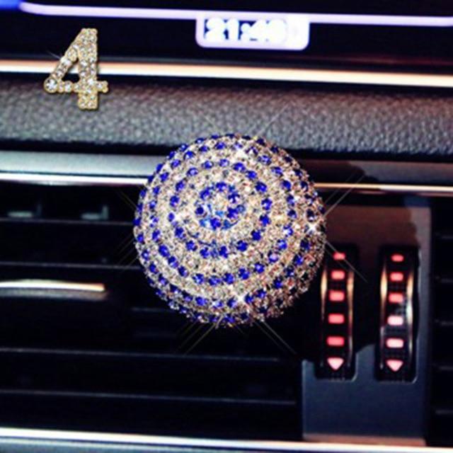 Car Ornament Crystal Diamond Flower Auto Air Condition Vent Perfume Balsam Balm Fragrance Air Freshener Car Interior Decoration