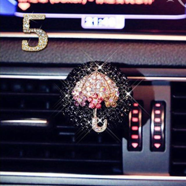 Car Ornament Crystal Diamond Flower Auto Air Condition Vent Perfume Balsam Balm Fragrance Air Freshener Car Interior Decoration