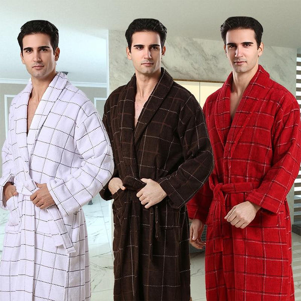 AZO Free terry cotton toweling night gown,men sleepwear men bathrobe hot sale