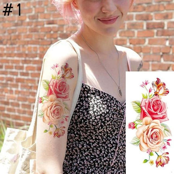 1PC New Fashion Removable Women Lady 3D Flowers Waterproof Temporary Tattoo Stickers Beauty Body Art Easy Wear And Easy Clean