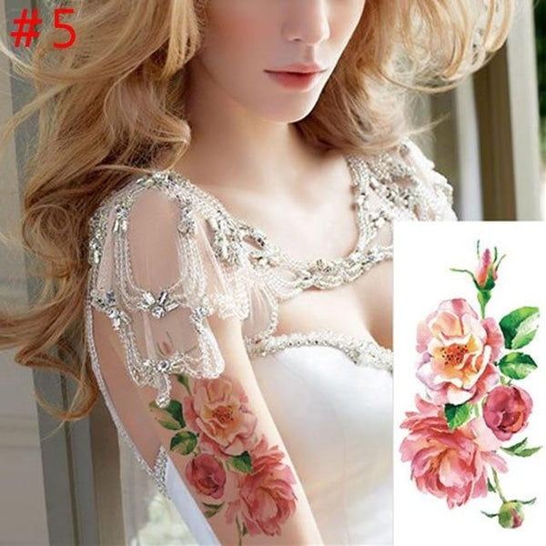 1PC New Fashion Removable Women Lady 3D Flowers Waterproof Temporary Tattoo Stickers Beauty Body Art Easy Wear And Easy Clean