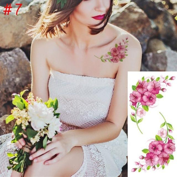 1PC New Fashion Removable Women Lady 3D Flowers Waterproof Temporary Tattoo Stickers Beauty Body Art Easy Wear And Easy Clean