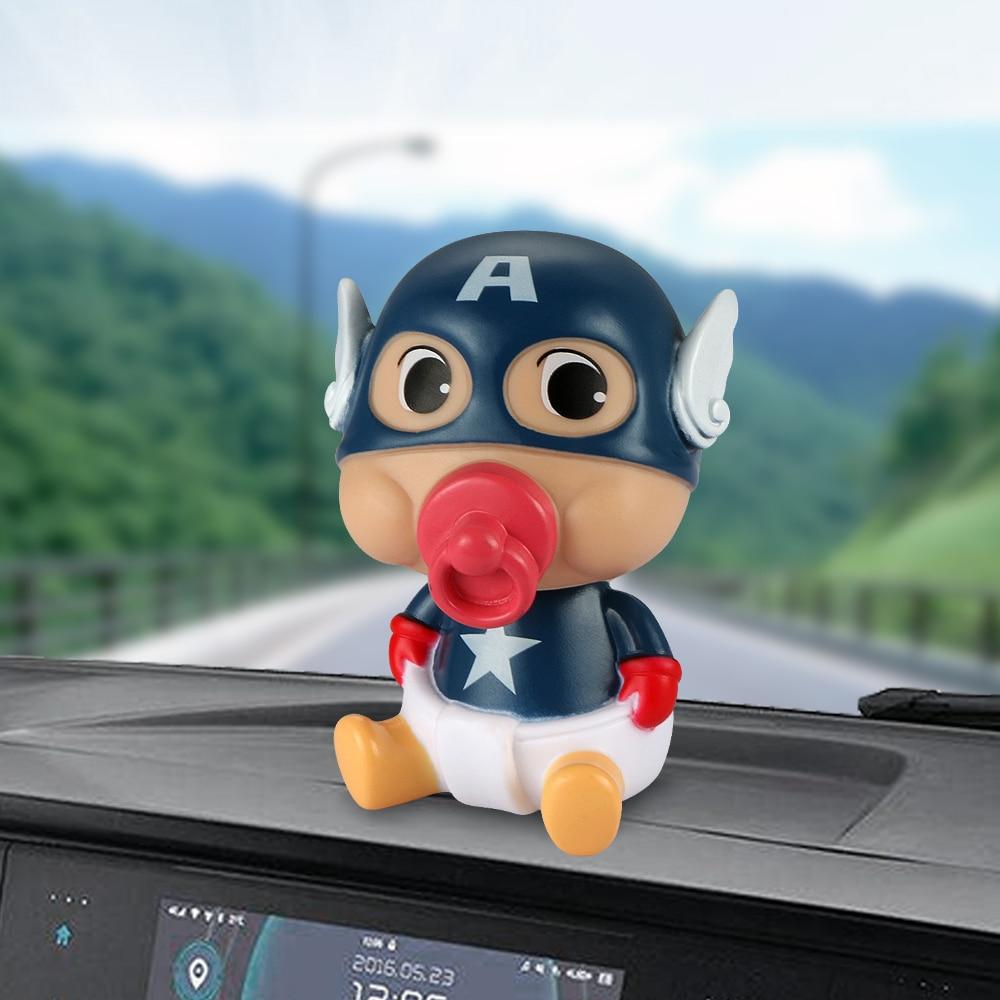 Car Ornament ABS Baby Nipple Doll For Captain America Cute Decoration Automobile Interior Shaking Head Action Figure Model Gifts