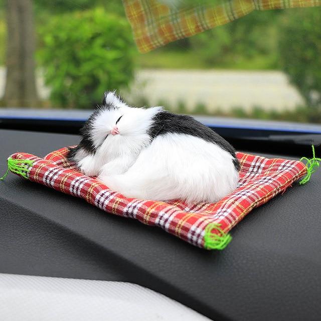 Car Ornaments Cute Simulation Sleeping Cats Decoration Automobiles Lovely Plush Kittens Doll Toy Children Gifts Accessories