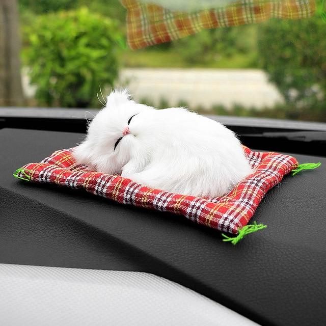 Car Ornaments Cute Simulation Sleeping Cats Decoration Automobiles Lovely Plush Kittens Doll Toy Children Gifts Accessories