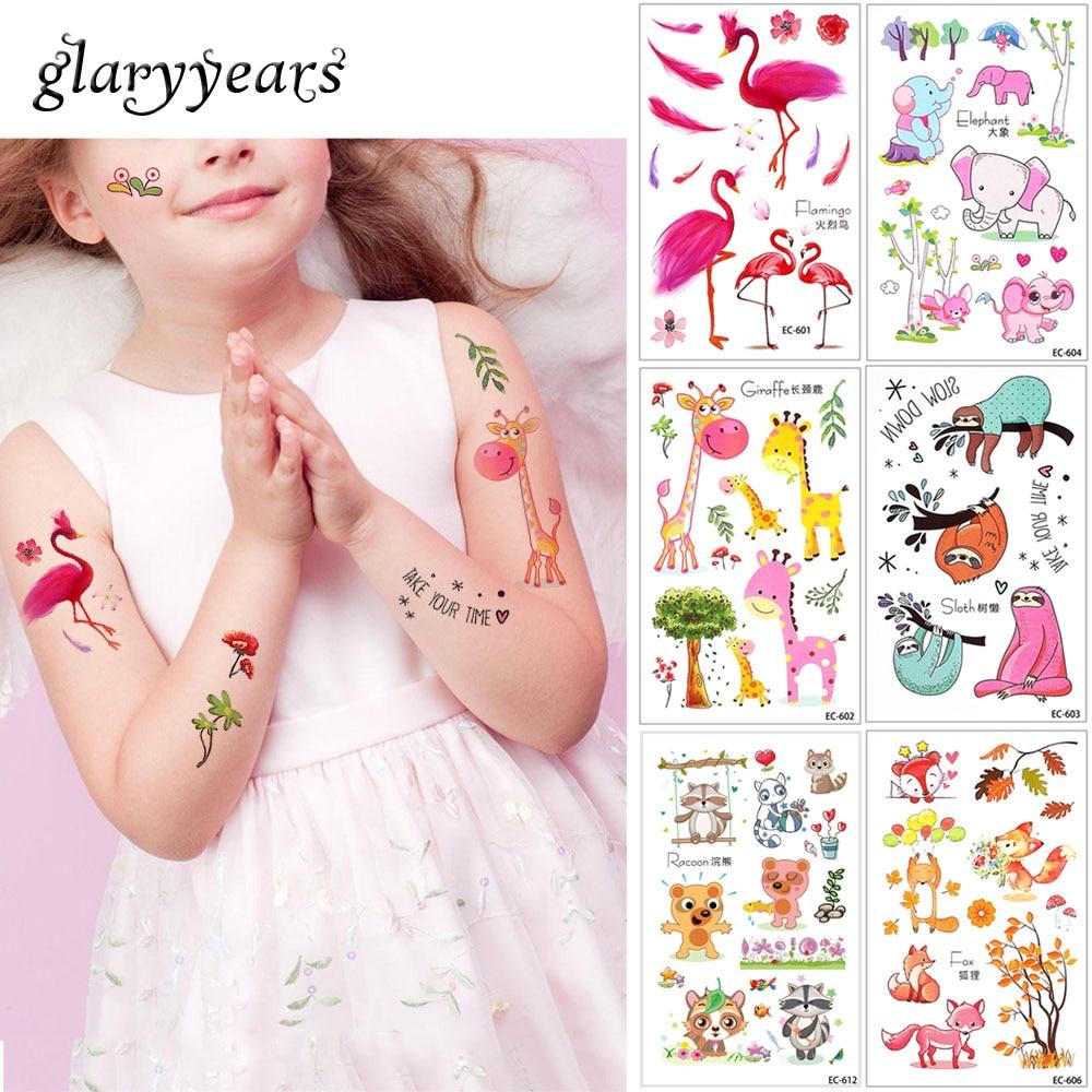 glaryyears 20 Designs 1 Sheet Children Animal Tattoo EC Temporary Cute Cartoon Fox Raccoon Image Tattoo Sticker for Body Art New