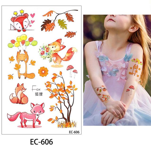 glaryyears 20 Designs 1 Sheet Children Animal Tattoo EC Temporary Cute Cartoon Fox Raccoon Image Tattoo Sticker for Body Art New