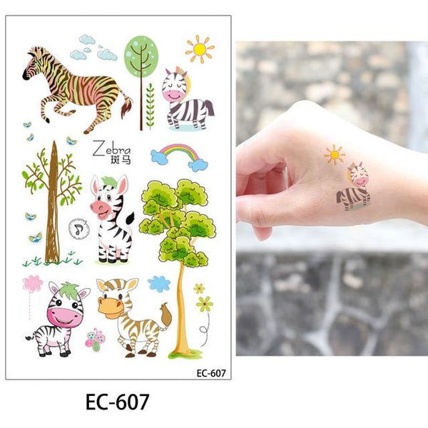 glaryyears 20 Designs 1 Sheet Children Animal Tattoo EC Temporary Cute Cartoon Fox Raccoon Image Tattoo Sticker for Body Art New