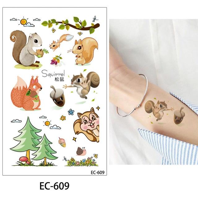 glaryyears 20 Designs 1 Sheet Children Animal Tattoo EC Temporary Cute Cartoon Fox Raccoon Image Tattoo Sticker for Body Art New