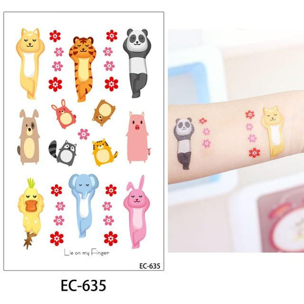 glaryyears 20 Designs 1 Sheet Children Animal Tattoo EC Temporary Cute Cartoon Fox Raccoon Image Tattoo Sticker for Body Art New