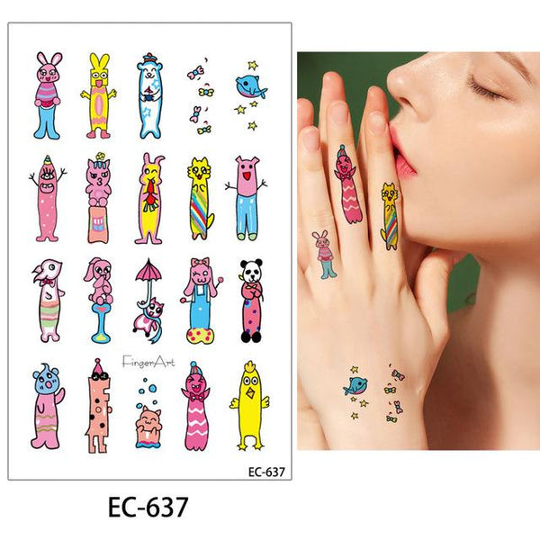 glaryyears 20 Designs 1 Sheet Children Animal Tattoo EC Temporary Cute Cartoon Fox Raccoon Image Tattoo Sticker for Body Art New