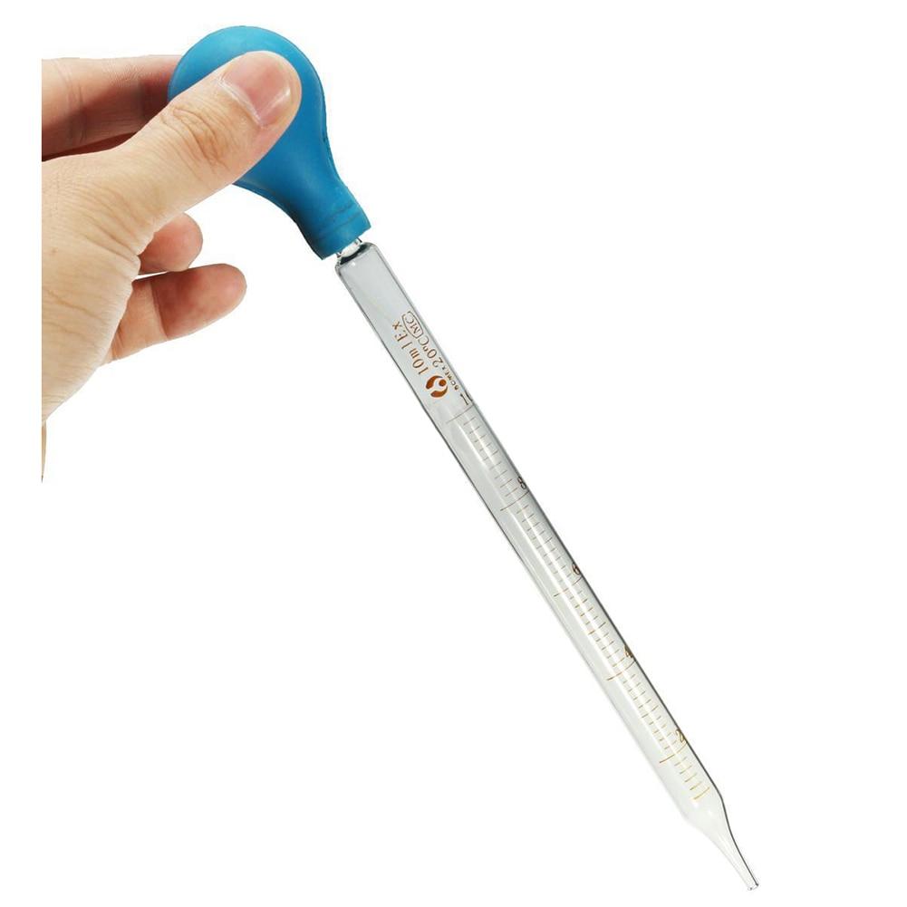 10ml Rubber Head Glass Dropper Glass Pipette Lab Dropper Pipet With Scale Line Blue&Transparent