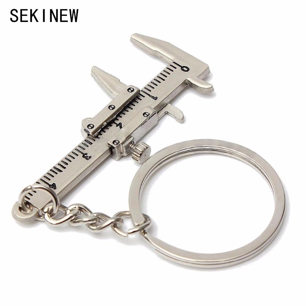 SEKINEW Special Novelty Simulation Movable Vernier Caliper Model Slide Ruler Key Chain Keyring Gift Car Ornament Accessories