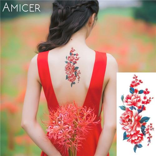 sexy romantic dark rose flowers Tattoo sleeve flash henna tattoos fake Waterproof temporary tattoos stickers translated tattoos