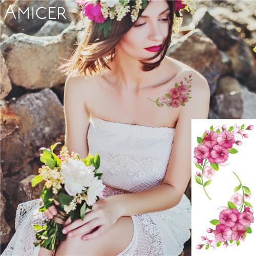 sexy romantic dark rose flowers Tattoo sleeve flash henna tattoos fake Waterproof temporary tattoos stickers translated tattoos
