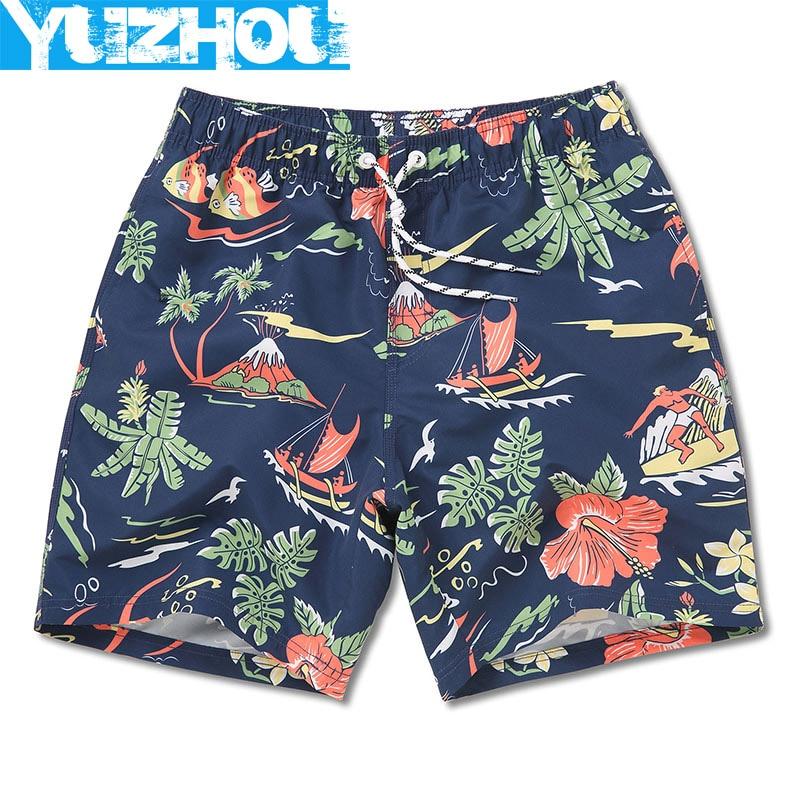Board shorts men swimming trunks sexy print flowers mens swimwear beach surfing gym running short  joggers bermudas masculina