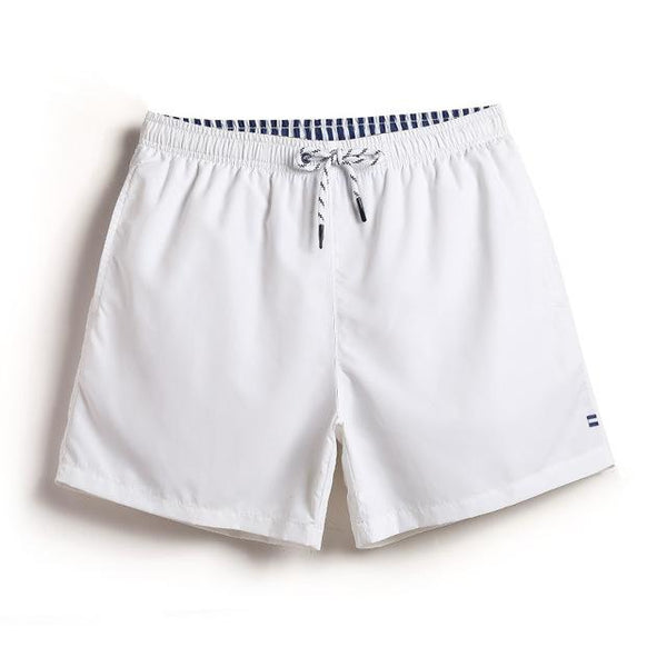 Mens swimwear sexy white board shorts beach surfing sweat mesh liner men swimsuits bathing suits plavky solid color navy blue