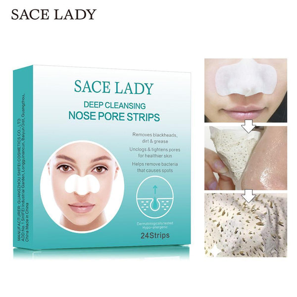 SACE LADY Blackhead Remover Nose Mask 24 Pcs Deep Cleansing Purifying Peel Off Nasal Strips Facial Pores Sticker Face Skin Care