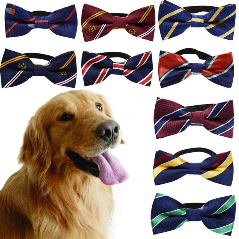 Classic Stripe Pet Dog Bow Tie Collar Adjustable Length Cat Puppy Dress Up Bowknot Necktie Gentle Man Style Puppy Tie Neck Line