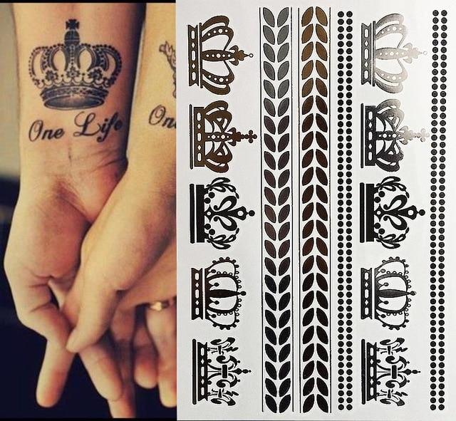 Hot Flash Metallic Waterproof Temporary Tattoo Gold Silver Tatoo Women Henna Flower Taty Design Tattoo Sticker