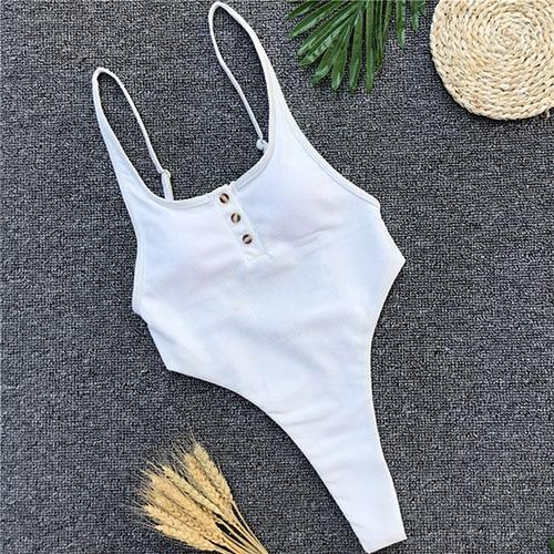 White Bather 2018 Sexy high cut leg one piece swimsuit women Swimwear Backless thong Bathing suit Swim female Monokini