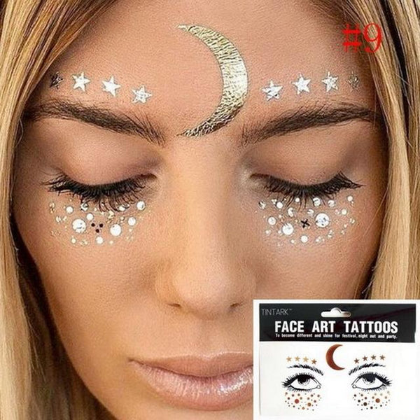 1pack Face flash tattoo Festival Party Body Glitter face art tattoo Sticker eye decals Eye shadow Freckles concealer Dot pattern