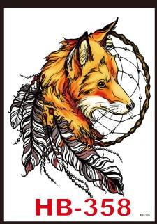 1pc hot sale Black Wolf with Feather Dreamcatcher Cat owl Cool Beauty arm big Tatoo Waterproof Temporary Tattoo Stickers 21*15cm