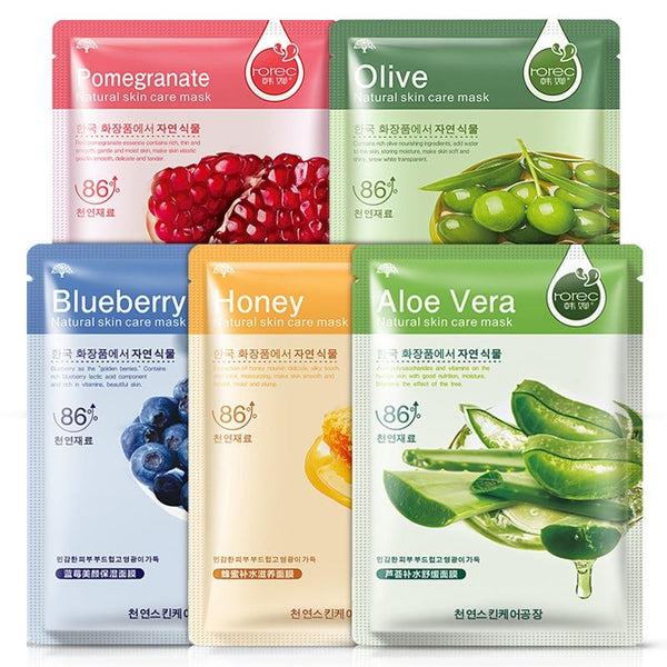 1PCS Face Sheet Mask Aloe Honey Olives Pomegranate Facial Mask Moisturizing Beauty Mask bioaqua black mask Korean cosmetic