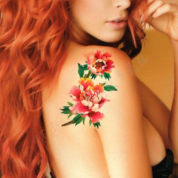 Black big flower Body Art Waterproof Temporary Sexy thigh tattoos rose For Woman Flash Tattoo Stickers 10*20CM KD1050